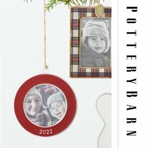 NWT | Pottery Barn Collectible 2022 Round Red Enamel Frame Ornament